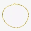 Fine Jewelry Made In Italy Womens 14k Gold Over Silver 7.25 Inch Solid Rope Chain Bracelet In Transparent