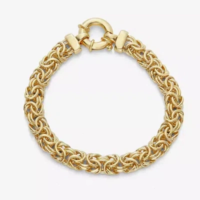 Fine Jewelry Made In Italy Womens 14k Gold Over Silver 7.5 Inch Semisolid Byzantine Chain Bracelet In Transparent