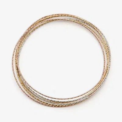 Fine Jewelry Made In Italy Womens 14k Tri-color Gold Over Silver Bangle Bracelet In Transparent