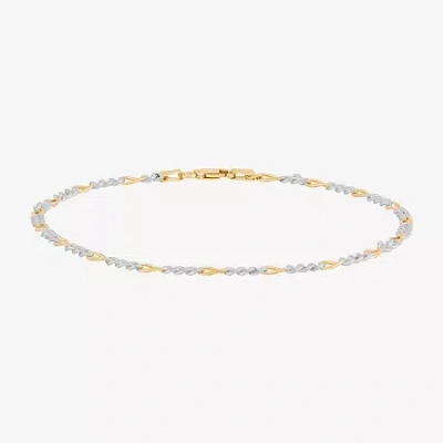 Fine Jewelry Made In Italy Womens 24k Gold Over Silver 10 Inch Solid Figaro Ankle Bracelet In Yellow