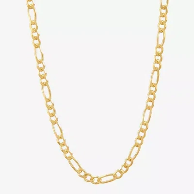 Fine Jewelry Made In Italy Womens 24k Gold Over Silver 18 Inch Figaro Chain Necklace In Yellow