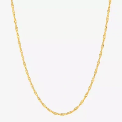 Fine Jewelry Made In Italy Womens 24k Gold Over Silver 18 Inch Singapore Chain Necklace In Yellow