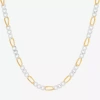 Fine Jewelry Made In Italy Womens 24k Gold Over Silver 20 Inch Figaro Chain Necklace In Yellow