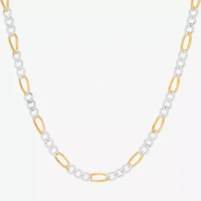 Fine Jewelry Made In Italy Womens 24k Gold Over Silver 20 Inch Figaro Chain Necklace In Yellow