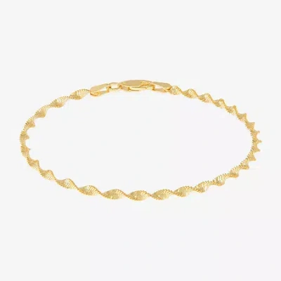 Fine Jewelry Made In Italy Womens 24k Gold Over Silver 7.5 Inch Solid Chain Bracelet In Yellow