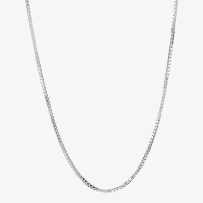 Fine Jewelry Made In Italy Womens Sterling Silver 16 Inch Box Chain Necklace In White