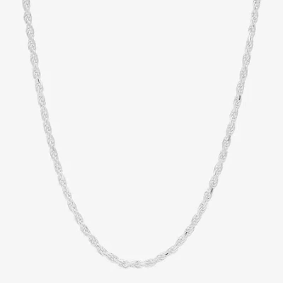 Fine Jewelry Made In Italy Womens Sterling Silver 16 Inch Rope Chain Necklace In White