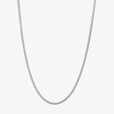 Fine Jewelry Made In Italy Womens Sterling Silver 18 Inch Box Chain Necklace In Transparent