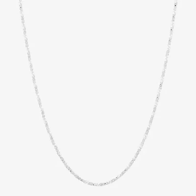 Fine Jewelry Made In Italy Womens Sterling Silver 18 Inch Box Chain Necklace In White