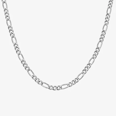 Fine Jewelry Made In Italy Womens Sterling Silver 18 Inch Figaro Chain Necklace In Transparent