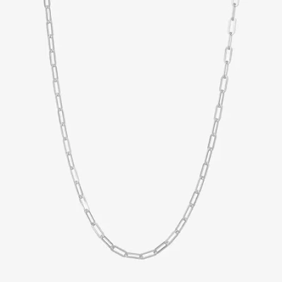 Fine Jewelry Made In Italy Womens Sterling Silver 18 Inch Link Necklace In Transparent