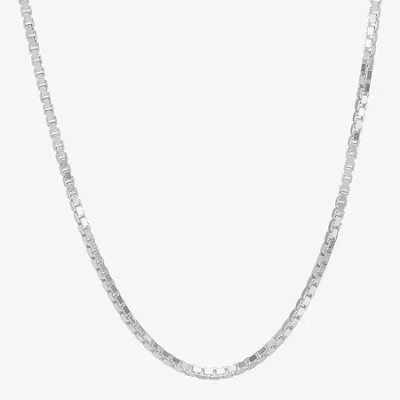 Fine Jewelry Made In Italy Womens Sterling Silver 22 Inch Box Chain Necklace In White