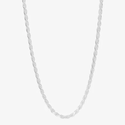 Fine Jewelry Made In Italy Womens Sterling Silver 22 Inch Rope Chain Necklace In White