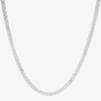 Fine Jewelry Made In Italy Womens Sterling Silver 30 Inch Box Chain Necklace In White