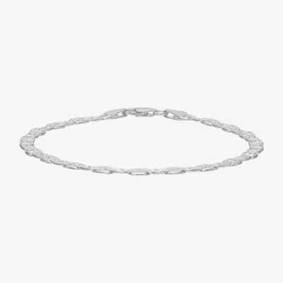 Fine Jewelry Made In Italy Womens Sterling Silver 7.5 Inch Solid Chain Bracelet In White