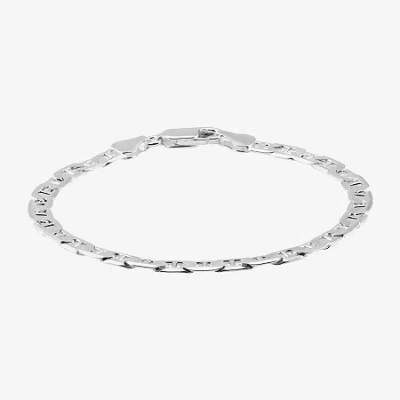 Fine Jewelry Made In Italy Womens Sterling Silver 7.5 Inch Solid Chain Bracelet In White