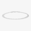 Fine Jewelry Made In Italy Womens Sterling Silver 7.5 Inch Solid Link Heart Chain Bracelet In White