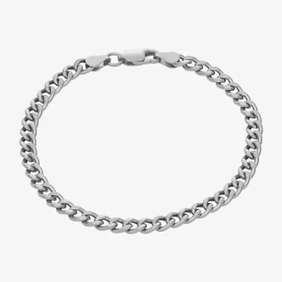 Fine Jewelry Made In Italy Womens Sterling Silver Hollow Curb Ankle Bracelet In Transparent