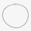 Fine Jewelry Made In Italy Womens Sterling Silver Solid Rope Chain Bracelet In Transparent