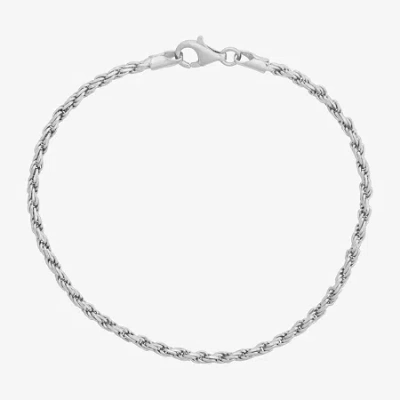 Fine Jewelry Made In Italy Womens Sterling Silver Solid Rope Chain Bracelet In Transparent