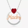 Fine Jewelry Madre Womens Lab Created Red Ruby 10k Rose Gold Sterling Silver Heart 18 Inch Pendant Necklace In Transparent