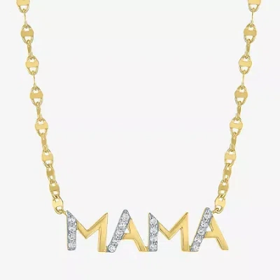 Fine Jewelry Mama (g-h / Si2-i1) Womens 1/10 Ct. T.w. Lab Grown White Diamond 14k Gold Over Silver 16 Inch Pendan In Yellow
