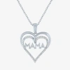 Fine Jewelry "mama" Womens 1/10 Ct. T.w. Natural White Diamond Sterling Silver Heart 18 Inch Pendant Necklace In Transparent