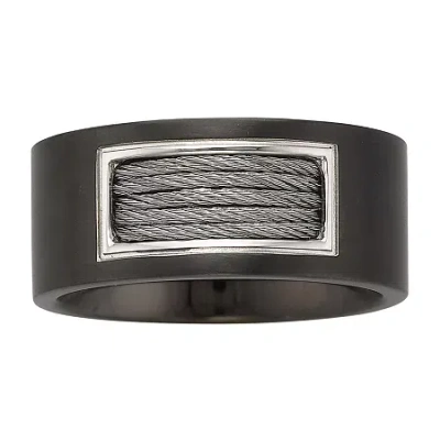 Fine Jewelry Men's 10mm Cable Band Stainless Steel In Black