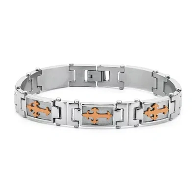 Fine Jewelry Men's Cross Bracelet Stainless Steel In Transparent