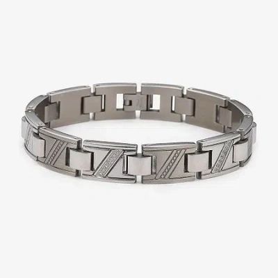 Fine Jewelry Men's Diamond Bracelet 1/10 Ct. T.w. Stainless In Gray