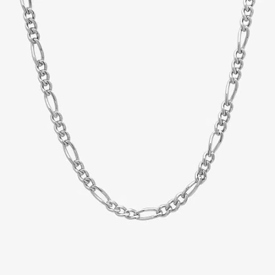 Fine Jewelry Men's Figaro Chain Necklace In Stainless Steel In Transparent