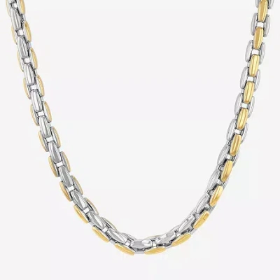 Fine Jewelry Men's Horseshoe Link Necklace In Stainless Steel In Transparent