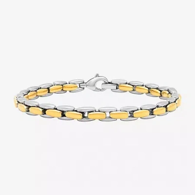 Fine Jewelry Men's Square Link Bracelet In Two-tone Steel