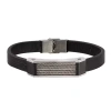 Fine Jewelry Men's Two-tone Stainless Steel Leather Bracelet In Multi