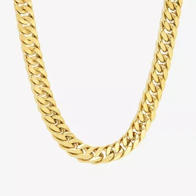 Fine Jewelry Men's Yellow Stainless Steel Solid Curb Chain Necklace In Transparent