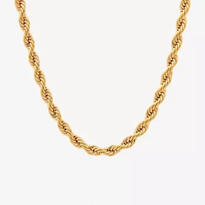 Fine Jewelry Men's Yellow Stainless Steel Solid Rope Chain Necklace In Transparent