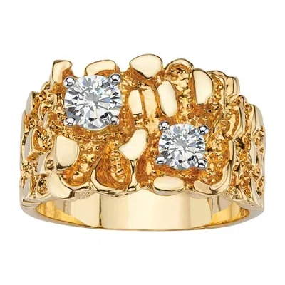 Fine Jewelry Mens 1 1/10 Ct. T.w. Cubic Zirconia 14k Gold Over Brass Round Fashion Ring In Transparent