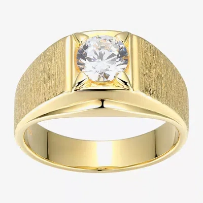 Fine Jewelry Mens 1 3/4 Ct. T.w. Cubic Zirconia 18k Gold Over Silver Round Solitaire Fashion Ring In Transparent