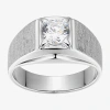 Fine Jewelry Mens 1 3/4 Ct. T.w. Cubic Zirconia Sterling Silver Round Solitaire Fashion Ring In Transparent