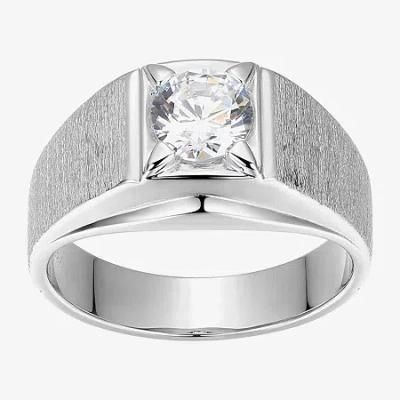 Fine Jewelry Mens 1 3/4 Ct. T.w. Cubic Zirconia Sterling Silver Round Solitaire Fashion Ring In Transparent