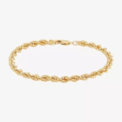 Fine Jewelry Mens 10k Gold 8 1/2 Inch Hollow Rope Chain Bracelet In Transparent