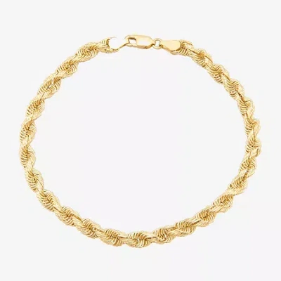 Fine Jewelry Mens 10k Gold 8 1/2 Inch Hollow Rope Chain Bracelet In Transparent