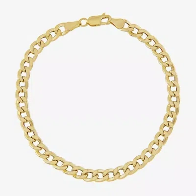 Fine Jewelry Mens 10k Gold 8.5 - 10 Inch 6mm Semi-solid Curb Bracelet In Yellow