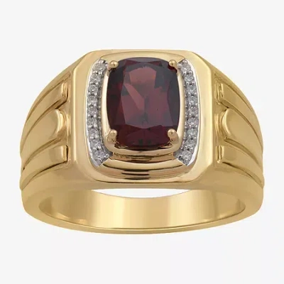 Fine Jewelry Mens 1/10 Ct. T.w. Genuine Red Garnet 14k Gold Over Silver Fashion Ring In Transparent