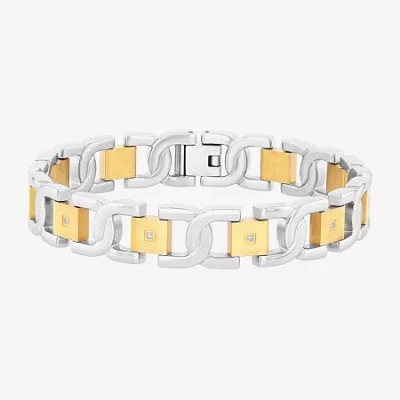 Fine Jewelry Mens 1/10 Ct. T.w. White Diamond Stainless Steel Wrap Bracelet