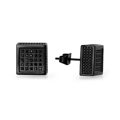 Fine Jewelry Mens 1/3 Ct. T.w. Color-enhanced Black Diamond Stainless Steel Stud Earrings