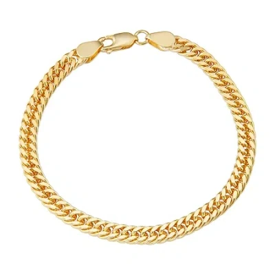 Fine Jewelry Mens 14k Gold Over Silver Solid 8 1/2 Inch Link Bracelet In Transparent
