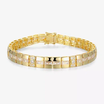 Fine Jewelry Mens 18k Gold Over Silver Solid Round 8 1/2 Inch Link Bracelet
