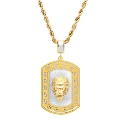 Fine Jewelry Mens 18k Gold Over Stainless Steel Dog Tag Pendant Necklace In Transparent