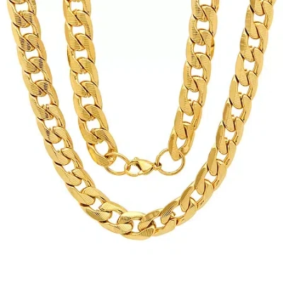 Fine Jewelry Mens 18k Gold Over Stainless Steel Hypoallergenic 24 Inch Curb Chain Necklace In Transparent
